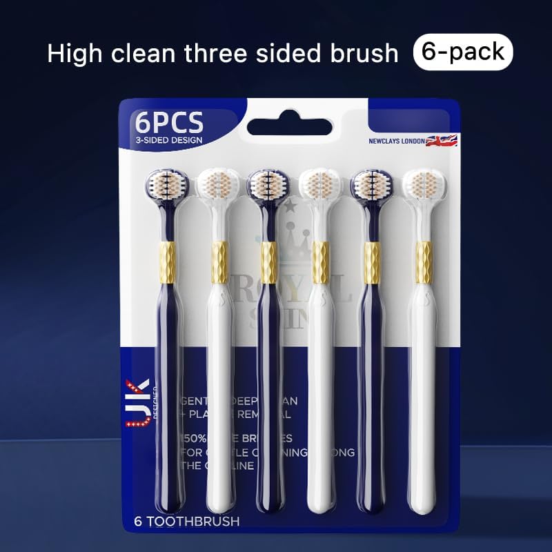 3 Sided Toothbrush for Adults with Soft Hair, high-end Combination Brush Head, Teeth Protection, Tongue Cleaning, Couple Style