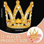 MEMOVAN Crown Cake Topper 12pcs Mini Gold Crown Tiny Crown Tiara Cake Ornaments Mini Baby Crown Cake Cupcake Decoration for Wedding Birthday Baby Shower Queen Princess Cake Photo Party