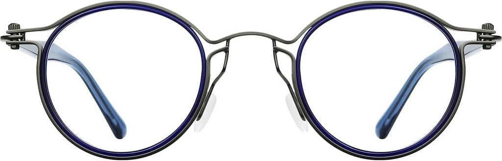 Round Blue Acetate Frame Anti-Blue Light Glasses Retro Fashion Reading Glasses Relieve Eye Fatigue Glasses-FT823444