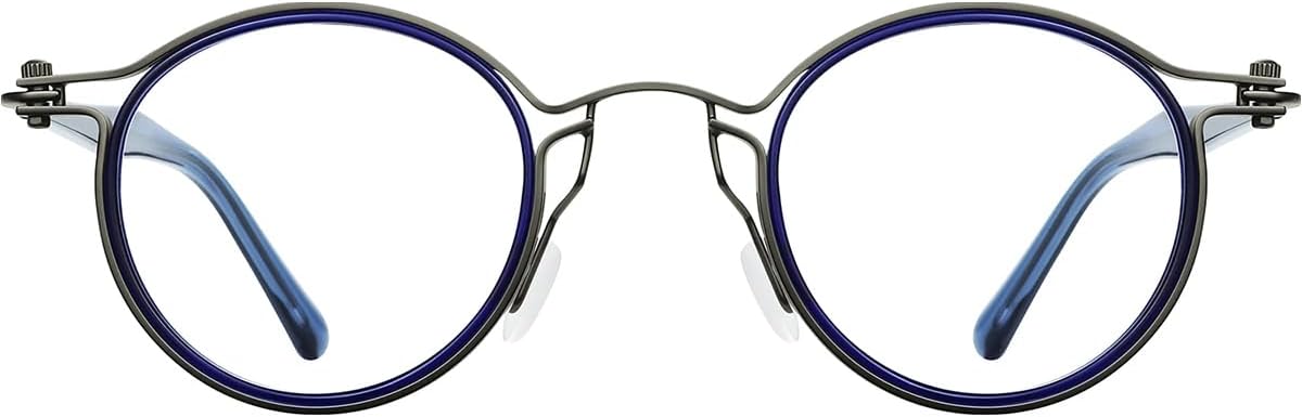 Round Blue Acetate Frame Anti-Blue Light Glasses Retro Fashion Reading Glasses Relieve Eye Fatigue Glasses-FT823444