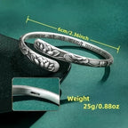 Vintage Silver Lotus Flower Buddhist Bracelet for Women Om Mani Padme Hum Buddhism Ethnic Adjustable Bangle Jewelry