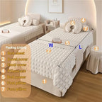 7-Piece Massage Table Bedding Set, Full Spa Bed Cover with Face Hole, Matching Skirt, Pillowcase and Stool Cover, Salon Massage Linens, Machine Washable(Khaki,74.8x27.5in)