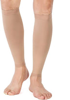 TOFLY® Calf Compression Sleeve for Men & Women, 1 Pair, Footless Compression Socks 20-30mmHg for Leg Support, Shin Splint, Pain Relief, Swelling, Varicose Veins, Maternity, Nursing, Travel, Beige M