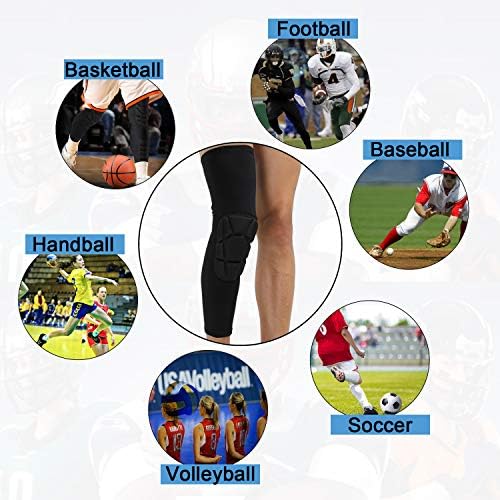 Knee Padded 2 Pack Compression Leg Sleeve Thigh Guard Sports Protective Gear Brace Support for Football Basketball Volleyball Softball Tennis Youth Kids Adult
