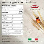 Granoro Dedicato Elbows Rigati #50 - Authentic Italian Pasta, Made from 100% Puglia Durum Wheat Semolina, Non-GMO, Vegan, 1 lb Bags (Pack of 2)
