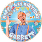 7.5 Inch Edible Cake Topper – Blipi Orange Themed Birthday Party Collection of Edible Cake Decorations round