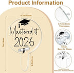 Mastered It Graduation Cake Topper Class of 2026, Congrats Grad Toppers Acrylic Graduation Cake Decorations and Centerpieces, High School College University Grad Party Decor Supplies