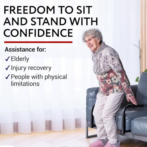 Impresa Arm Chair Stand Assist Rail - Black, Modern, Solid, S-Shape - Heavy Duty Adjustable Chair Support Stand - Quick Setup Couch Lift for Standing