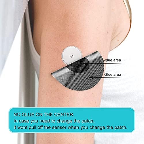 Sensor Covers for Freestyle Libre, 30 PCS Waterproof & Sweatproof Sensor Adhesive Patches, Precut CGM Sensor Overpatch Tape with No Glue On The Center, Continuous Glucose Monitor Protection (Black)