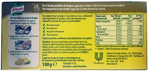 Knorr: "Funghi Porcini" Bouillon Cubes, Porcini Mushrooms Taste * Pack of 4 10-Cubes Boxes, 10g Each Cube * [ Italian Import ]