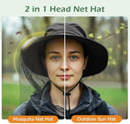 American Trends Fishing Hat with Hidden Mosquito Net Bug Net Bee Keeper Hats with Veil Bucket Hat for Men Women