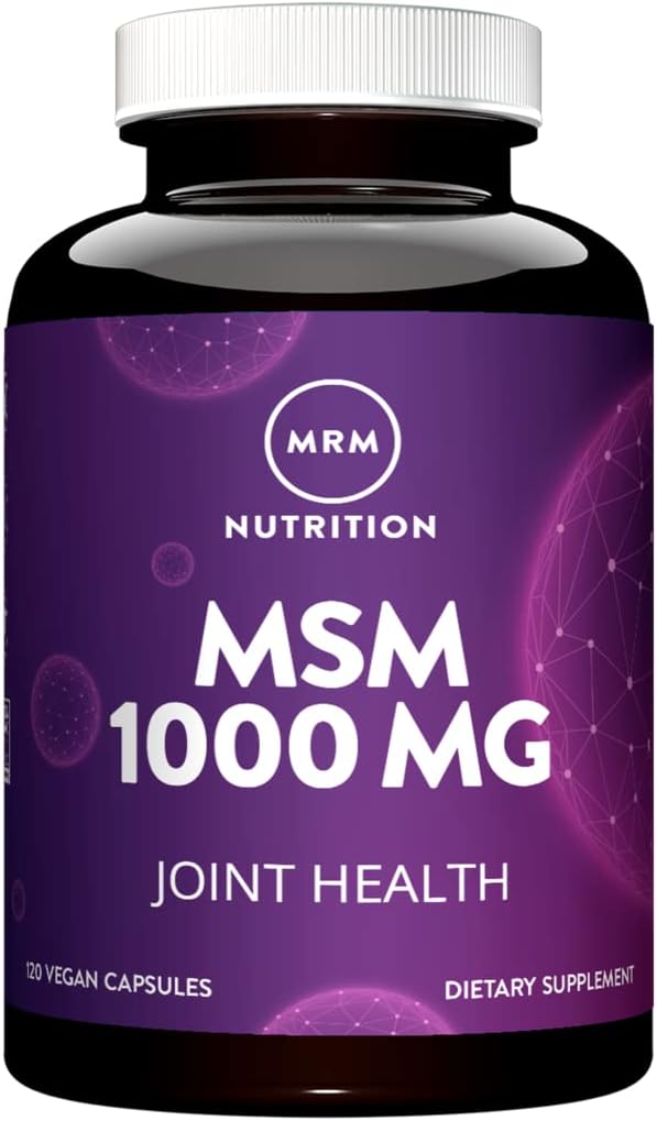 MRM Nutrition MSM 1000mg - For Women & Men - Pure Methylsulfonylmethane Capsules, Bioavailable MSM Supplement for Joint, Hair, Skin & Nail Support, Vegan, Gluten‑Free, Non‑GMO Formula - 120 Servings