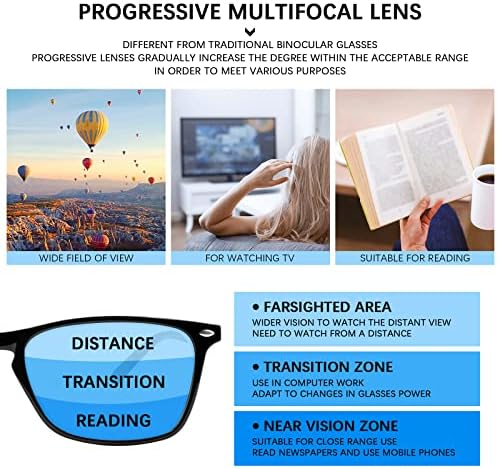 3 Pack Progressive Multifocus Reading Glasses for Men Women Blue Light Blocking Spring Hinges Computer Readers (3 Mix, 3.00, multiplier_x)