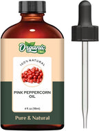 Organic Zing Pink Peppercorn (Schinus Molle) Oil | Pure & Natural Essential Oil for Aroma, Skincare & Massage - 118ml/3.99fl oz