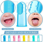 Zopeal 8 Sets Baby Finger Toothbrush Infant Toddler Training Teething Newborns Soft Silicone with 8 Boxes for Oral Habit Teething Tongue Cleaning Massaging Travel Gift Brush 0-6 and 6-12 Months