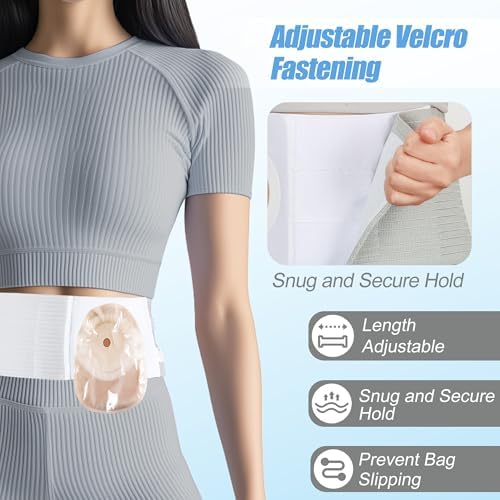 Adjustable Ostomy Hernia Belt - Breathable Stoma Support Belt for Colostomy & Ileostomy Bag Holder - Post Operative Care, Fit for Men & Women (L)