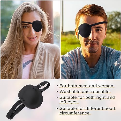 Nuanchu 18 Pcs Pirate Eye Masks for Adults Black Pirate Single Patches Adjustable Comfortable 3D Mask Party Favor (Black)