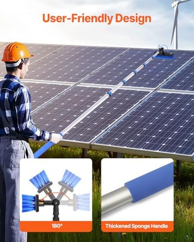 VEVOR Water Fed Pole Kit, 36FT Solar Panel Cleaning Pole with Extendable Handle, 180° Rotatable Brush Head & 65.6FT Hose, Household & Outdoor Window Cleaner Tool for Caravan Solar Panel Deck