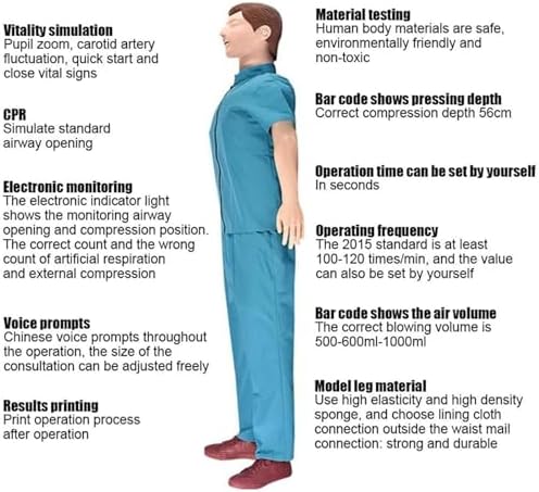 CPR Manikins Dummy Training Kit, Professional CPR Dummies Test Dummies Adult with Voice Control, CPR Training Set for Classroom or Research Centers
