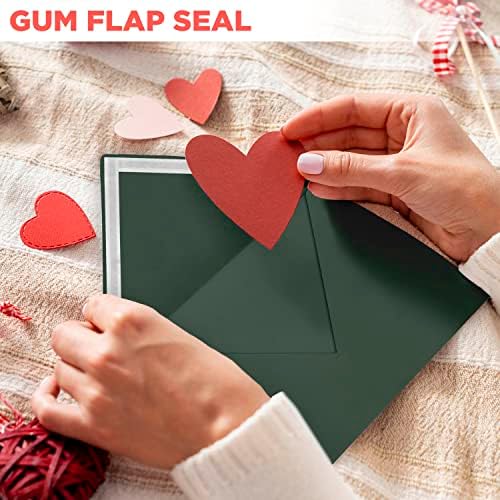 Darling Souvenir A2 Dark-Green Invitation Envelopes (4 3/8 x 5 3/4) Euro V-Flap 80 LBS Self-Adhesive Perfect for Greeting Cards, RSVP, Photo, Birthday, Event -Packs & Colours Available