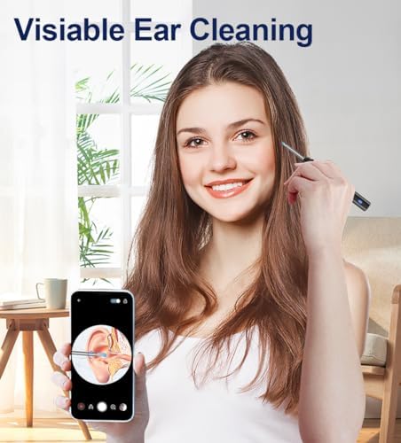 Ear Wax Removal, Ear Cleaner with Camera, Ears Wax Removal Kit with 1296P HD Ear Otoscope with 6 LED Lights, Earwax Removal Tool for iPhone, iPad & Android Smart Phones (Black, Standard)