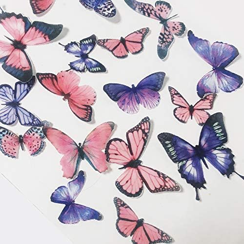 Edible Wafer Paper Butterflies set of Wedding Birthday Party (Purple Pink 72pcs)