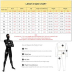 LESOYA Men's Shiny Wetlook PVC Leather Zipper Crotch Bodysuit Full Body Catsuit Attached Hood Gloves