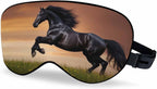 Black Silk Friesian Horse Sleep Eye Mask with Adjustable Strap for Men Women Travel, Nap, Meditation