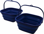 SAMMART 5.5L (1.4 Gallon) Collapsible Square Handy Bucket/Foldable SquareWater Pail/Portable Tub with Handle. (Royal Blue (Set of 2))