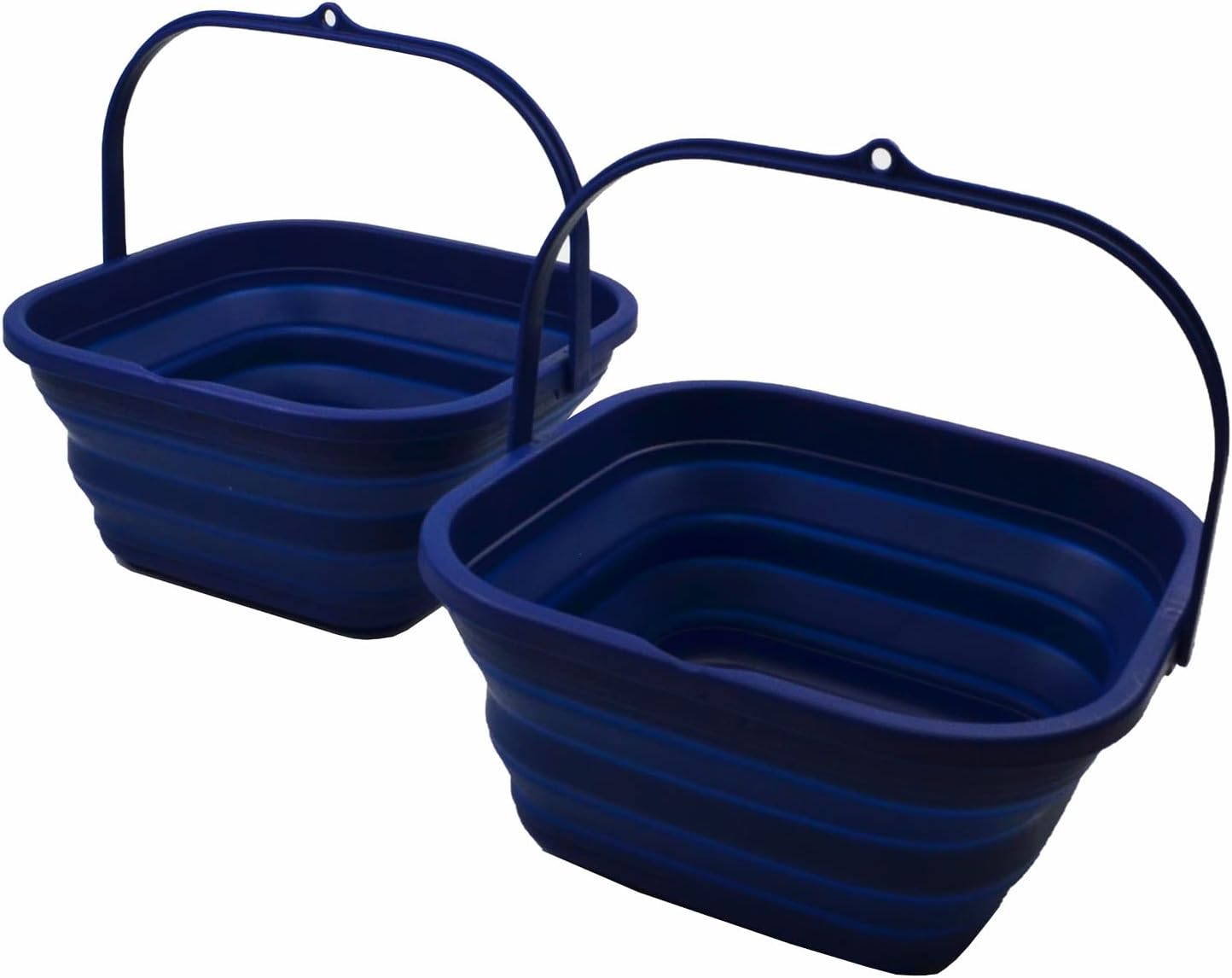 SAMMART 5.5L (1.4 Gallon) Collapsible Square Handy Bucket/Foldable SquareWater Pail/Portable Tub with Handle. (Royal Blue (Set of 2))