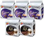 Tassimo Variety Selection - Cadbury Hot Chocolate/L'Or Latte Macchiato - 5 Packs (40 Servings)