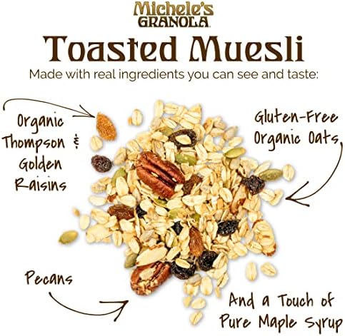 Michele's Toasted Muesli, Whole Grain Cereal, No Refined Sugar, No Added Oil, Gluten-Free & Non-GMO, 36oz Resealable Bag