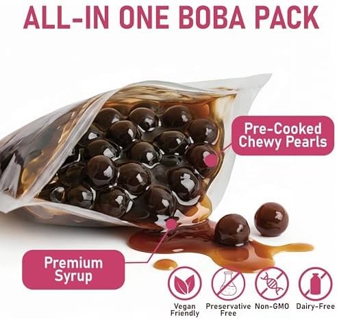 O's Bubble Boba Tea Kit - Bubble Tea Kit - All in One Boba Kit - Boba Kit for Kids - 6 Servings Includes Cups, Straws, Stirrer (Party Kit Variety Pack Upgrade) (No Microwave Version 3.0)