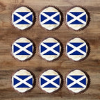 Scottish Flag Edible Cupcake Toppers, Scotland Flag Six Nations Rugby Cake Decorations, Scottish Party Decorations, Scotland Cookie and Cake Decor, 50 x 3cm / 1,18 Inch UNCUT Wafer Card Toppers