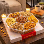 NUT CRAVINGS - Mothers Day Treats, Mixed Nuts Gift Basket in Red Gold Classic Box (7 Assortments, 1 LB) Treats for Adults, Food Arrangement, Healthy Snack Care Package, Kosher