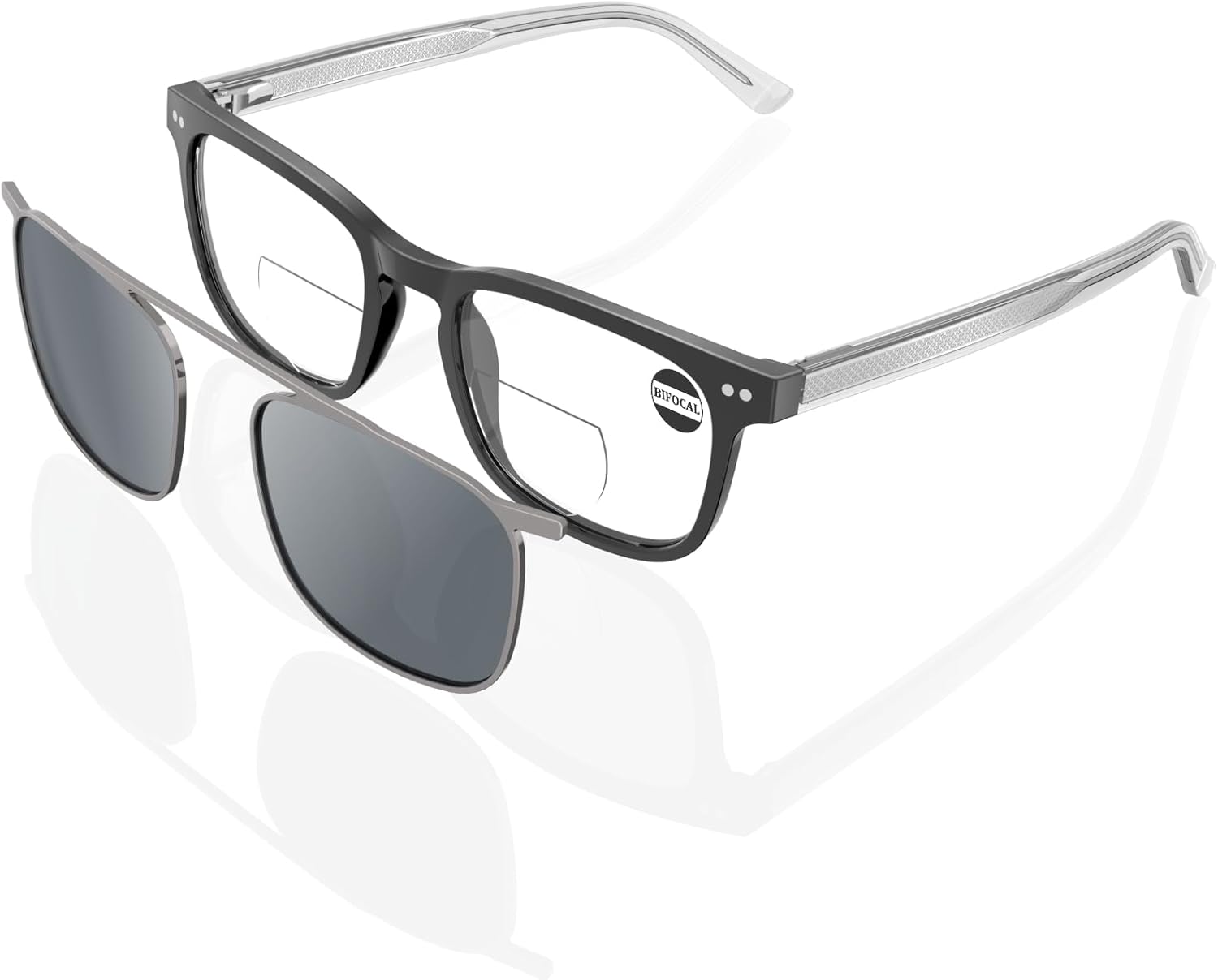 DEHOTRE Progressive Multifocal Reading Sunglasses Men No Line Bifocal Sun Readers with Core Wire Zero Top Spring Hinge UV400