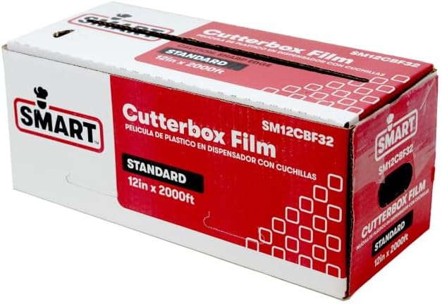 SMART Clear Cling Film Wrap with Cutterbox, SM12CBF32, 12" x 2000' x Standard 32 Gauge | 1/Each