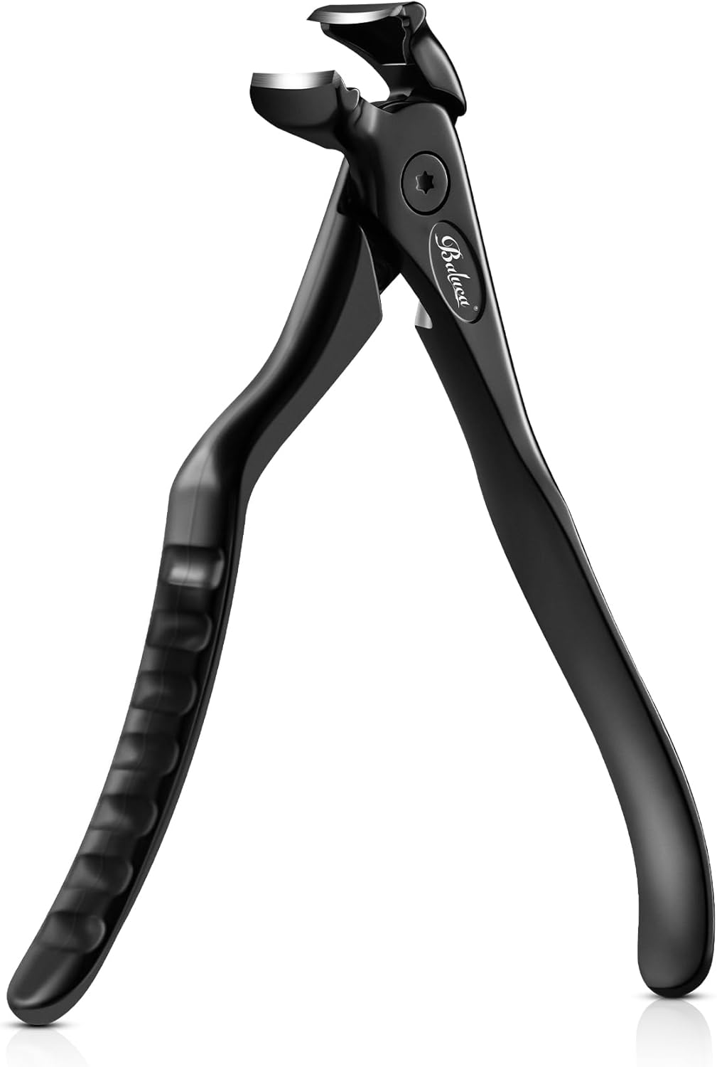 BALUCA Ergonomic Nail Clipper for Seniors - Toenail Clipper for Thick Toenails and Fingernails, Long Handle Nail Clippers with Catcher (Black, Long Handle)