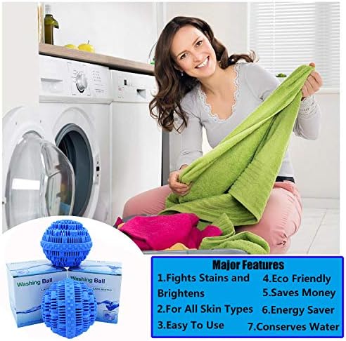 2Pcs Premium Washing Ball, Super Soft Shell Doesn't Hurt Clothes, Advanced ceramic balls, Eco-Friendly Laundry Balls,2000 Washing Cycle Laundry Balls, All Natural Detergent(Benzo Blue) …