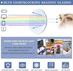 6 Pack Reading Glasses for Women Men, Spring Hinge Eyeglasses Blue Light Blocking Anti Eyestrain Computer Readers