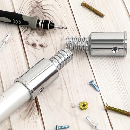 Broom Handle Threaded End, 2 Set Replacement Kit Metal Tips for 1" Wood or Metal Poles, Extension Pole Adapter for Mop, Broom