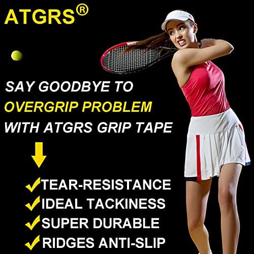 Tennis Grip Tacky Tennis Racket Grip Tape Absorbent Anti-Slip Tennis Overgrip for Tennis Badminton Pickleball Racquet Handle Grip with Damping Ridges Overgrips (Red)