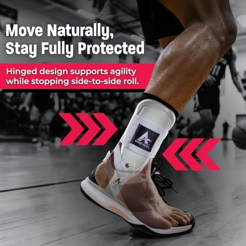 Active Ankle T2 Ankle Brace, Rigid Ankle Stabilizer for Protection & Sprain Support for Volleyball, Cheerleading, Ankle Compression Braces for Men & Women, White, Small