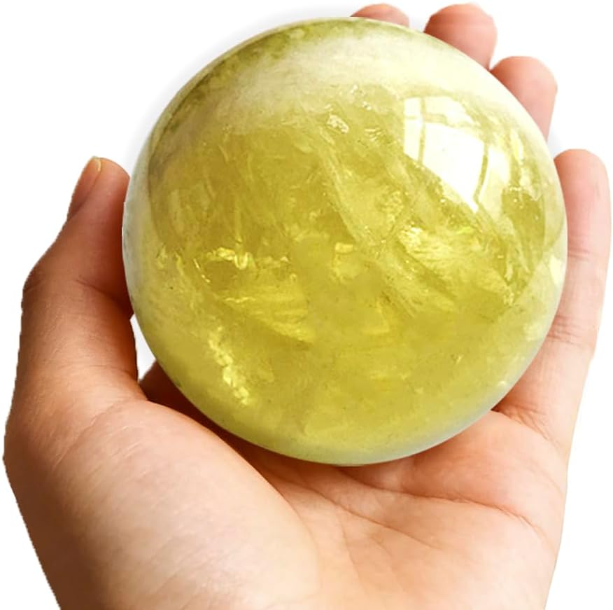 AierCrystal 6-7cm/2.36-2.75inch Citrine Ball Polished Natural Yellow Crystal Sphere Decorative Sphere Healing Crystals Ball Healing Stone Crafts Home Decor Ornament Gifts (Citrine 60-70mm)