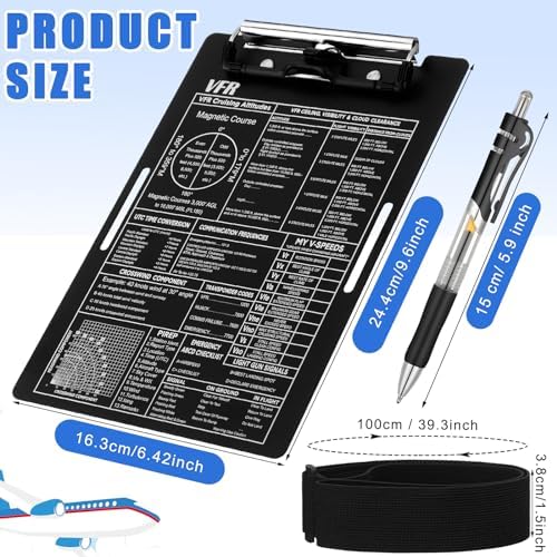 Feifeiya Aluminum Pilot Kneeboard Vfr Aviation Knee Boards Notepad Pilot Writing Board with Pen Holder and Elastic Strap for Pilots Writing Gifts(9.61 x 6.42 Inch,Black)