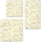 IHR Ideal Home Range Party Napkins Disposable 3-Ply Paper Lunch Napkin Pack, 6.5" x 6.5", Bright Winter Branches (Cream & Gold), 20-Count