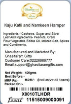 Ghasitaram Gifts Rakhi Gifts for Brothers Rakhi Sweets - Kaju Katli and Namkeen Hamper with Pearl Beads Rakhi