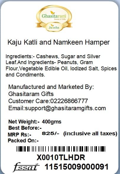 Ghasitaram Gifts Rakhi Gifts for Brothers Rakhi Sweets - Kaju Katli and Namkeen Hamper with Pearl Beads Rakhi