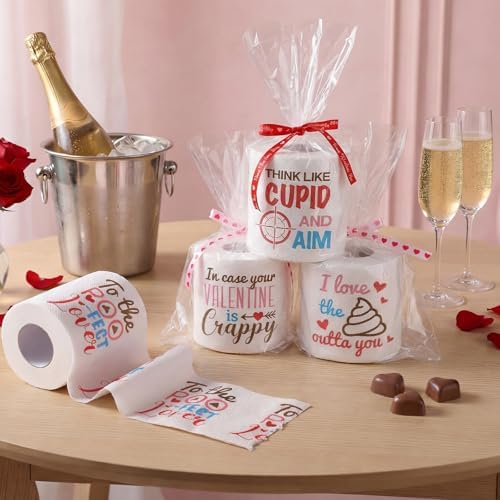 Tenceur 6 Rolls Valentine's Day Toilet Paper Funny Valentine Gag Novelty Gifts Toilet Paper for Adults Men Women Wedding Anniversary Party Supplies Christmas Stocking Stuffers