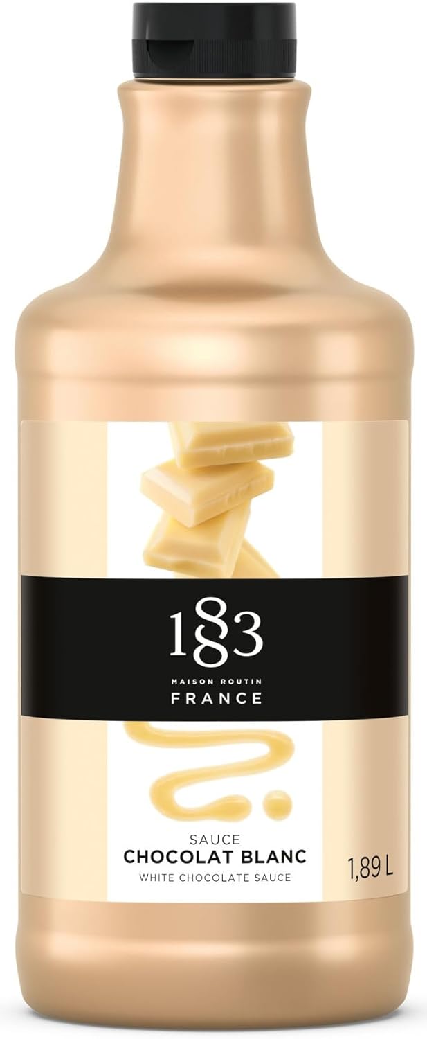 1883 White Chocolate Sauce – 1.89L Bottle – Authentic French Sauce – Smooth, Creamy White Chocolate Flavor – Ideal for Cafés, Desserts & Specialty Drinks